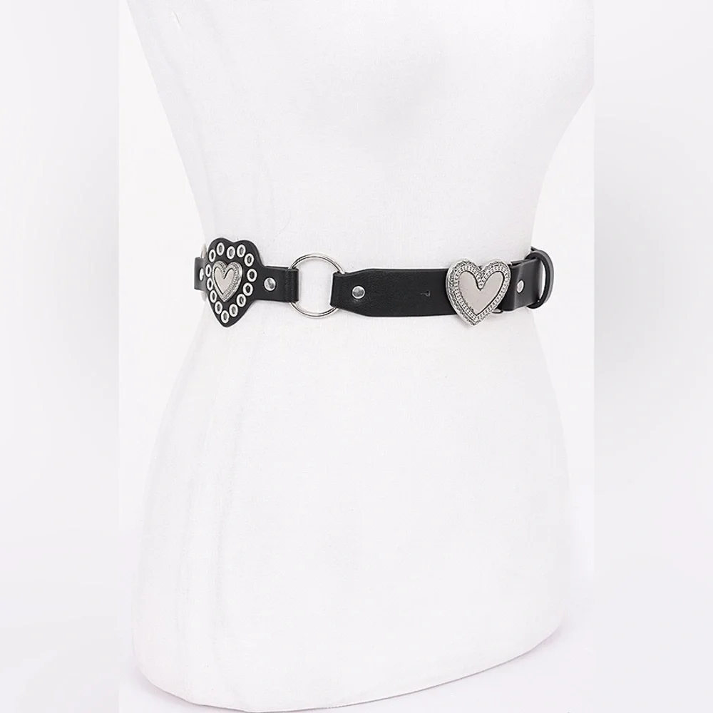 Vegan Leather Heart Western Concho Statement Belt